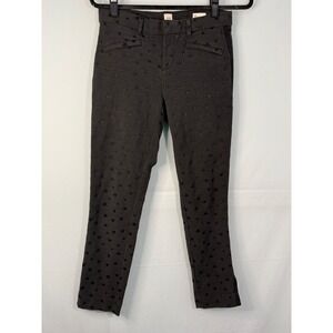 Gap Skinny Ankle Pants Womens 2 Gray Black Star Print Tuxedo Stripe Textured